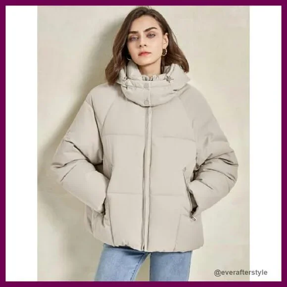 Puffer Jacket Hooded Quilted Lightweight Winter Coat Chic Minimal Warm